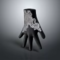 Artistic Black Hand Sculpture With Intricate White Lace Carving Design Details