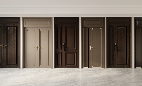 New Chinese Style Double Door 3d model