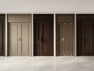 New Chinese Style Double Door 3d model