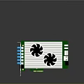 High Performance Computer Graphics Card With Green PCB Two Black Fans And Silver Heatsink 3d model