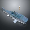 Pixel Art Aquatic Animal Shark 3D Render With Block Style Design 3d model