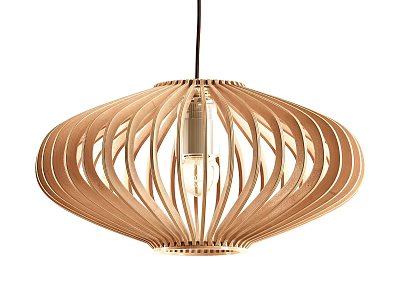 Stylish Modern Wooden Pendant Light Featuring Curved Lines Minimalist Design 3d model