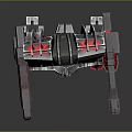 Red And Silver Mechanical Robot With Sturdy Metallic Armor And Detailed Structure