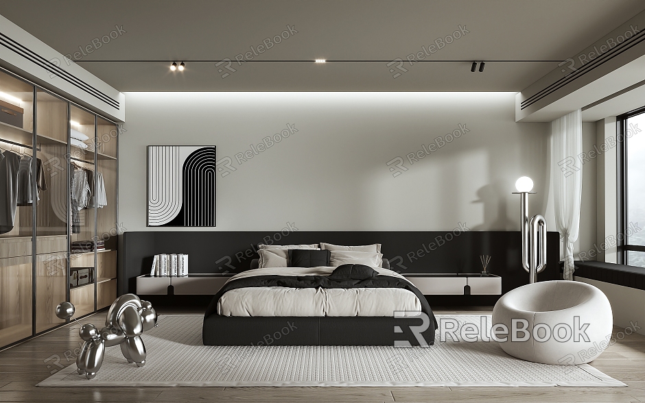 Modern Bedroom Black White Grey Bedroom High Grade Grey Bedroom Master Bedroom model