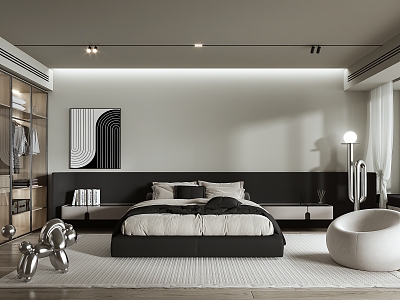 Modern Bedroom Black White Grey Bedroom High Grade Grey Bedroom Master Bedroom model