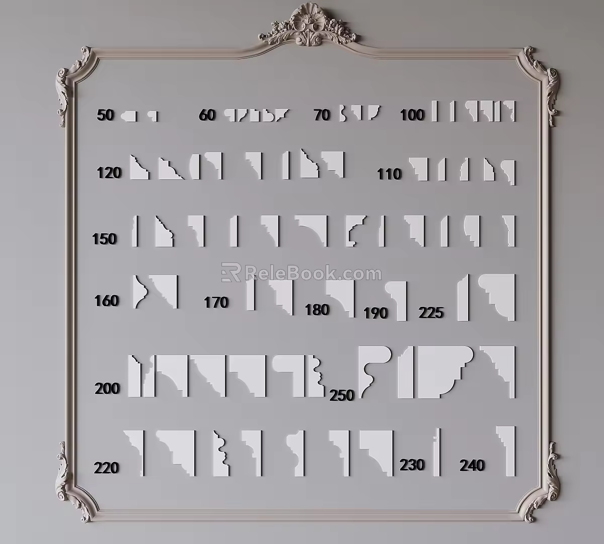 French carved plaster line simple European line skirting line ceiling corner line cornice line 3d model