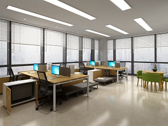 Desk Station Staff Office with Bed Station Financial Office Staff Office 3d model