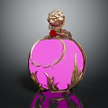 Exquisite Luxury Jewelry With Golden Lion Head Red Gemstone Pink Circular Body And Golden Decorations