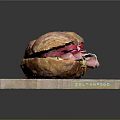 Fresh Submarine Sandwich on Wooden Cutting Board with Crusty Toasted Bread