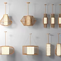 Modern Bamboo Pendant Lights with Various Geometric Shapes for Home Interior Decor