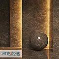 Black Marble Sphere Component With Brown Wall And Golden Light Strips