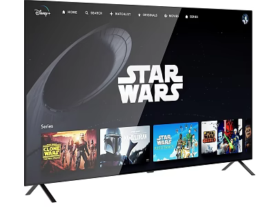 Smart TV Screen Displaying Star Wars Shows With Disney Plus Netflix Streaming Series 3d model