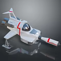 Futuristic White Spaceship Model With Red Stripes Transparent Cockpit Thrusters And Landing Gear