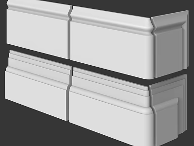 White Architectural Molding Trim With Multiple Layers And Different Styles For Interior Decorative Design 3d model