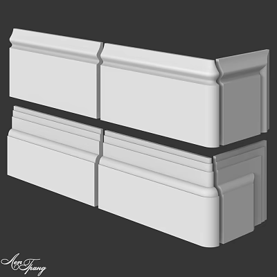 White Architectural Molding Trim With Multiple Layers And Different Styles For Interior Decorative Design 3d model