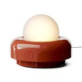 Stylish Modern Table Lamp With White Spherical Shade And Red Glossy Base 3d model