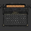 Vintage Typewriter With Classic Black Metal Frame And Gold Accents