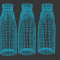 Three Natural Spice Bottles with Transparent Glass and Yellow Caps Filled with Brown Powder Seasoning