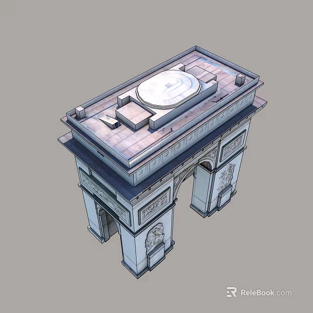 Traditional Chinese Memorial Archway Featuring Arched Gateways Circular Top And Ornate Carvings 3d model 