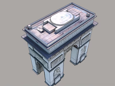 Traditional Chinese Memorial Archway Featuring Arched Gateways Circular Top And Ornate Carvings 3d model