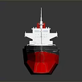 White And Red Tanker Ship Model With Deck Structure And Green Area 3d model