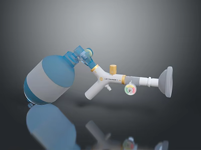 Professional Handheld Medical Sprayer Device with Blue White Container and Adjustable Nozzle Knob 3d model