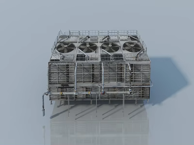 Heavy Duty Industrial Swing Door With Metal Frame And Cooling Fans 3d model