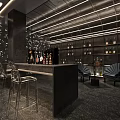 Modern Wine Cellar Interior Design With Bar Counter Bar Stools Wine Racks And Lighting