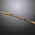 Golden Decorative Spear Weapon With Green Brown Handle And Sharp Tip 3d model