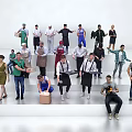 Group of Diverse People in Various Professions Standing on Steps with Uniforms and Casual Clothes