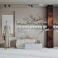 Chic Store Window Display With Mannequin Handbag Branch Decoration Display Table And Shoes