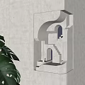 Modern Curved Wall Light Illuminating Staircase With Archway And Green Plant