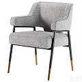 Gray Soft Fabric Accent Chair With Black Metal Legs And Gold Accents Design