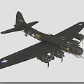 Military Airplane Model With Black Body Four Propellers Star Insignia On Wings And DF Marking