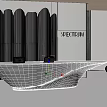 Elegant Modern Curved White Reception Desk With Sleek Metallic Decorative Wall For Luxury Commercial Space