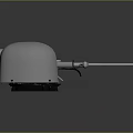 Military Artillery Weapon With White Rounded Main Body Silver Extended Barrel And Black Base Details