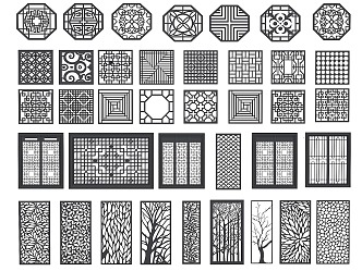 New Chinese Style Openwork Window Partition Window Flower Carved Openwork Window Flower Pane Carved Corner Flower Corner Flower Carved Corner Line 3d model