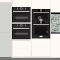 Modern Kitchen Appliances with Built in Refrigerator and Ovens in Cabinet Design