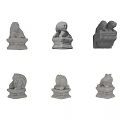 Stone Lion Carvings In Various Poses Crafted From Natural Stone Material