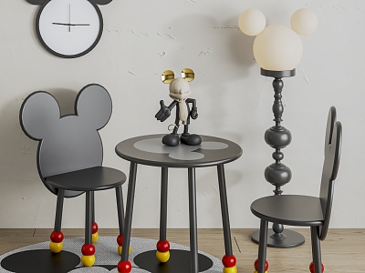 Mickey Chair Children's Chair Mickey Floor Lamp Mickey Mouse Single Chair Children's Table and Chair 3d model