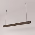 Long Brown Pendant Light Hanging From White Ceiling In Minimalist Interior 3d model