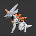 White Dragon Like Creature Model With Yellow Crystal Spikes And Crouching Stance 3d model