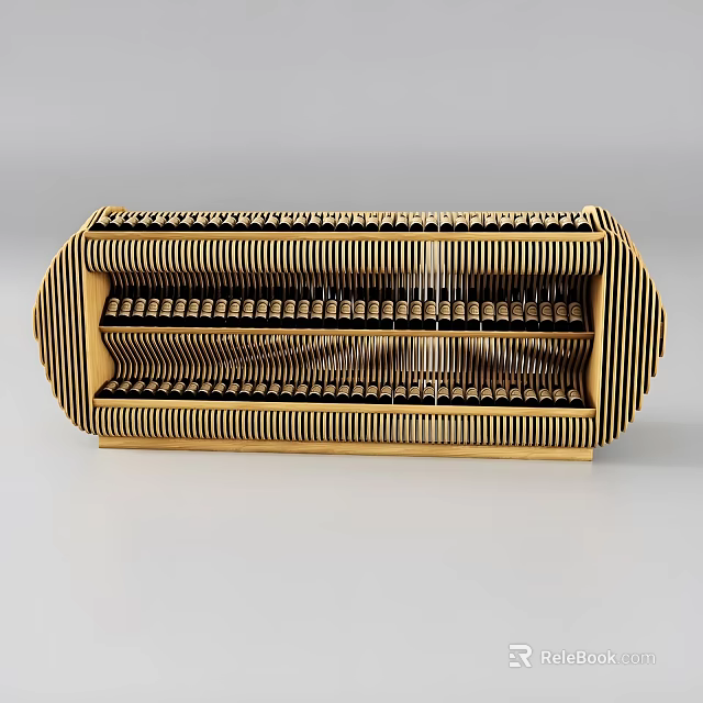 Elegant Modern Wine Cabinet With Striped Design And Layered Wine Bottle Storage Racks 3d model 