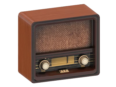 Retro Style Radio Daily Electrical Appliance with Wooden Case Knobs and Mesh Front Panel 3d model