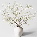 Elegant Decorative Ornament Set With White Vase And White Flower Branches