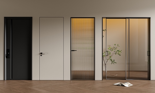 Modern single door sliding door bathroom door entry door 3d model