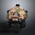 Camouflage Cased Tactical Device With Black Top Component Front Structure Black Bottom Parts And Blue Lights