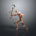 Dynamic Female Archer Sculpture In Action Pose With Decorative Bow And Arrow