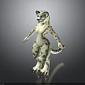 Anthropomorphic Snow Leopard Character With White Spotted Body Blue Eyes And Standing Pose