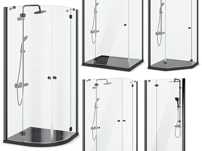Modern Glass Shower Sauna Enclosure With Black Frame Shower Head And Base 3d model